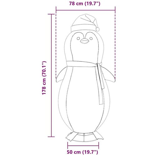 VidaXL Figura pingvina na snijegu Topla bijela 78 x 88 x 180 cm Slike