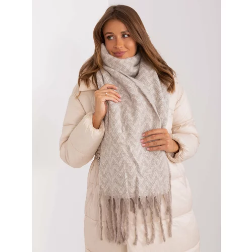 Fashion Hunters Beige and white women's knitted scarf