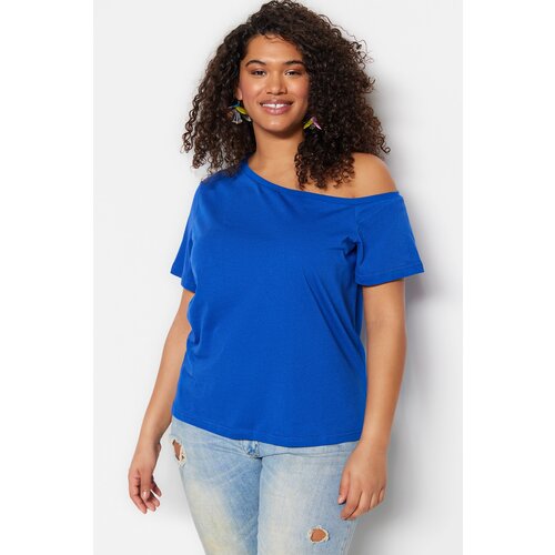 Trendyol Curve Saks Knitted Blouse With Off Shoulder Detail Slike