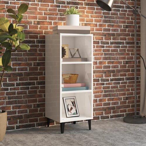 The Living Store Komoda visok sijaj bela 34,5x32,5x90 cm konstruiran les - Komoda, (21663528) Slike