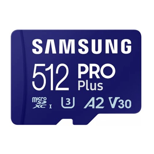 Samsung microsd 512GB, pro plus, sdxc, uhs-i U3 V30 A2, read up to 180MB/s, write up to 130 mb/s, for 4K and fullhd video recording, w/sd adapter Cene