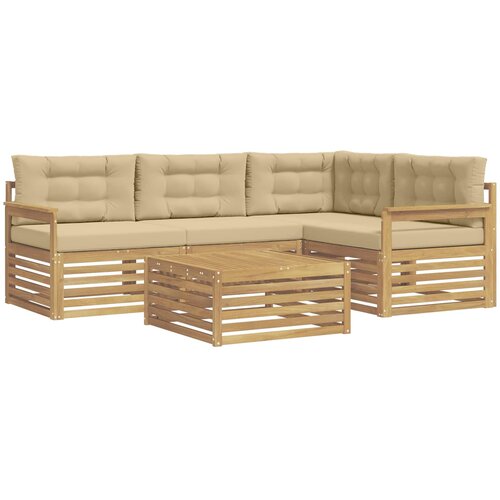 vidaXL Zunanja garnitura za sedenje 6 pcs Bela in bež Poliester, (5000279481) Cene