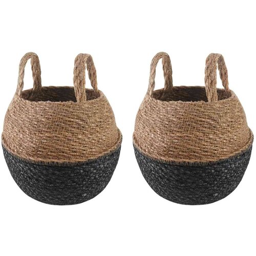  Saksija za biljke s ručkama 2 pcs Crna Ø 22 x 20 cm Cene
