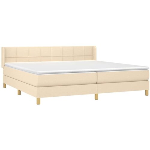  Krevet s oprugama i madracem krem 200 x 200 cm od tkanine Slike