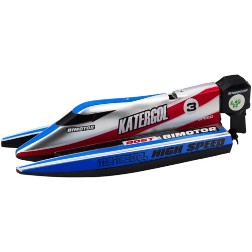  Brod na daljinsko upravljanje s dvostrukim motorom KATERGOL 14cm - crveno/bijelo/plavi Slike