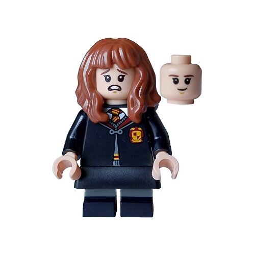 Lego Harry Potter hp468 Hermione Granger - Gryffindor Robe Clasped, Black Skirt, Black Short Legs with Dark Bluish Gray Stripes, Open Mouth Scared / Slike