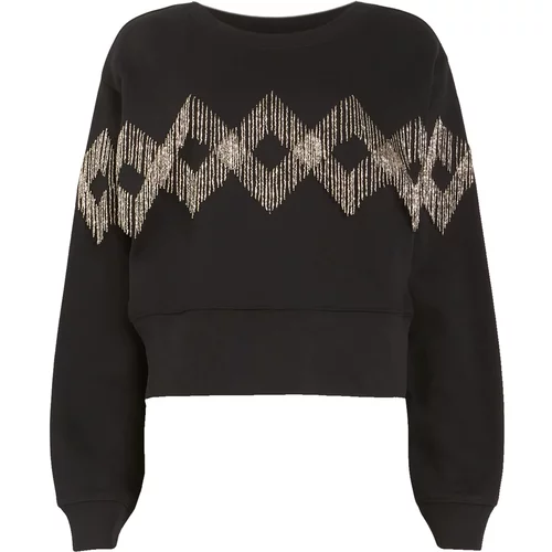 AllSaints Sweater majica 'ZANIAH TASSEL' zlatna / crna