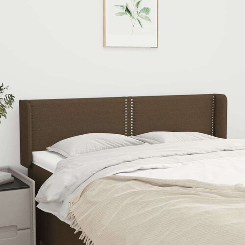  Vzglavje z u&amp;scaron;esi temno rjavo 147x16x78/88 cm blago, (20737192) Slike