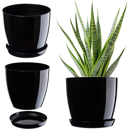 KADAX Cvetlični lonec s krožnikom Plastični pokrov Cvetlični lonec 28 cm Črna (5000346544) Slike
