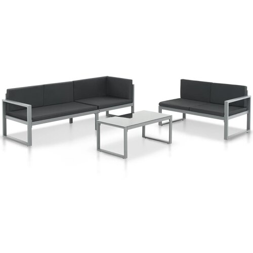  3-delna vrtna sedežna garnitura z blazinami aluminij črna Slike