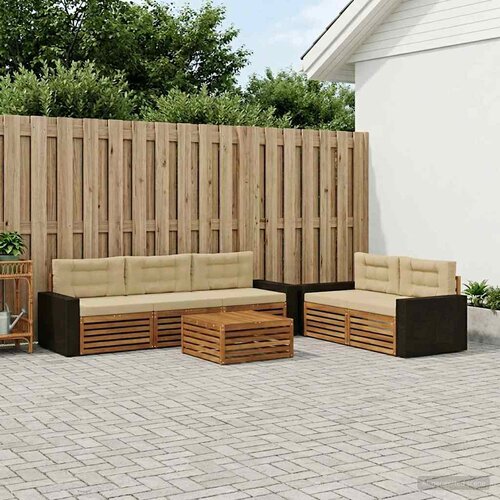  Set vanjskih sofa 6 kom. Prirodna i bež Smeđa Cijene