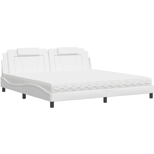 VidaXL Postelja z vzmetnico bela 200x200 cm umetno usnje, (21143004) Slike
