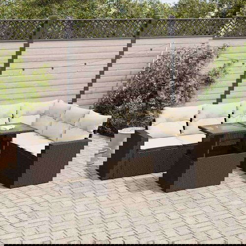  7-dijelni set vrtnih sofa od poliratana s jastucima smeđi Cijene