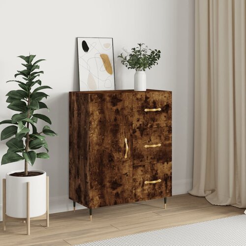VidaXL Komoda dimljeni hrast 69,5x34x90 cm inženirski les Slike