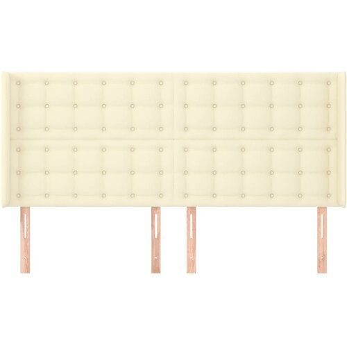  Uzglavlje s u&amp;scaron;ima krem 203x16x118/128 cm od umjetne kože Slike