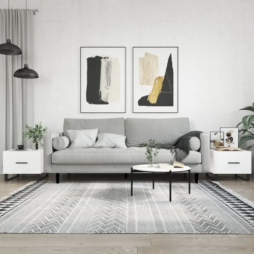 vidaXL Klubska mizica 2 kosa visok sijaj bela 50x50x40 cm inžen. les Cene