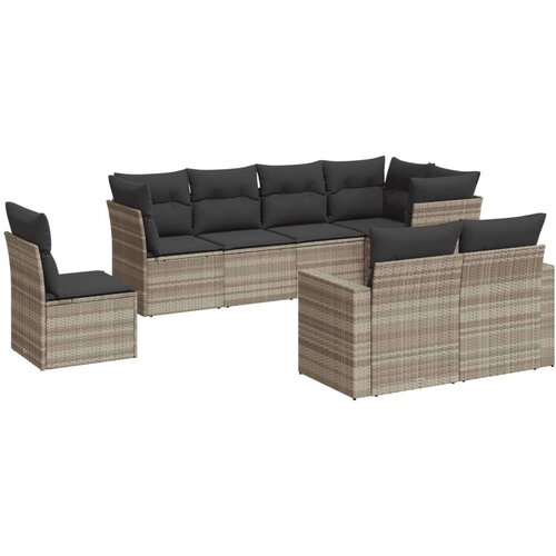 vidaXL 8-dijelni set vrtnih sofa od poliratana s jastucima svjetlosivi Cijene