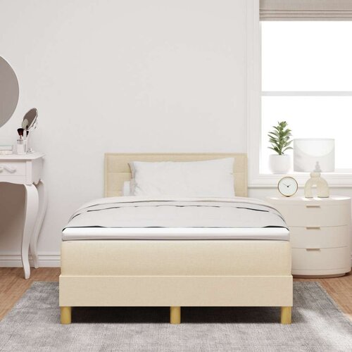Box Spring Krevet s Madracem i LED Krem 120x200 cm Tkanina Slike