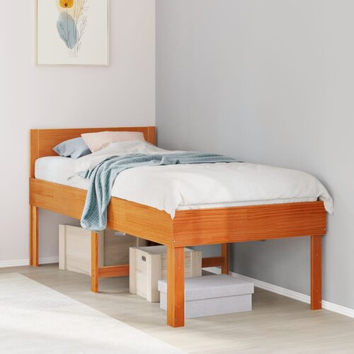 vidaXL Posteljni okvir brez vzmetnice voščeno rjav 90x200 cm borovina Cene