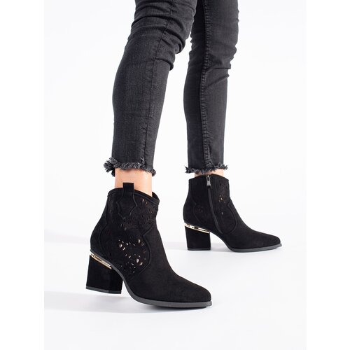SEASTAR Black openwork women&amp;#039;s cowboy boots Slike
