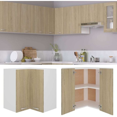 VidaXL Viseča kotna omarica sonoma hrast 57x57x60 cm iverna plo&amp;scaron;ča, (20620681) Slike