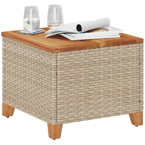  Vrtni stol bež 45 x 45 x 37 cm od poliratana i bagremovog drva Slike