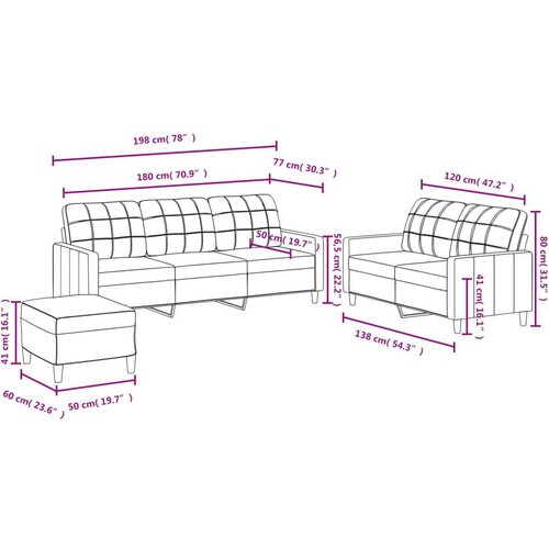  3-dijelni set sofa s jastucima smeđesivi od tkanine Slike