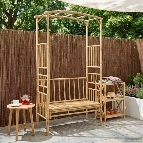  Vrtni luk s klupom Prirodna 115 x 50 x 205 cm Bambus Cijene