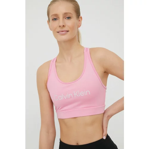 Calvin Klein Športni modrček Ck Essentials roza barva