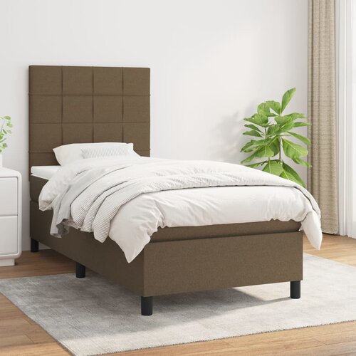  The Living Store Box spring postelja z vzmetnico temno rjava 80x200 cm blago - Box Spring Postelja, (21445764) Slike