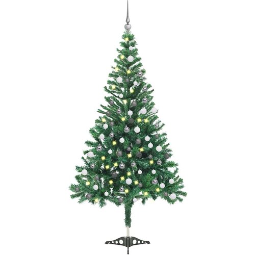  Umjetno osvijetljeno božićno drvce s kuglicama 120 cm 230 grana Slike