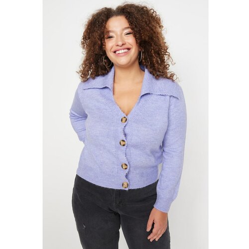 Trendyol Curve Lilac Shirt Collar Knitwear Cardigan Cene