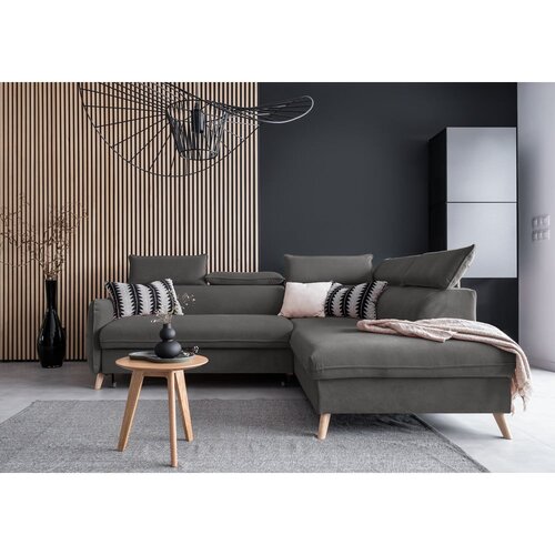 Miuform Temno siva žametna raztegljiva kotna sedežna garnitura (desni kot) Sweet Harmony &amp;ndash; Slike