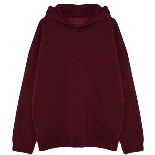 Trendyol Claret Red Men&amp;#039;s Plus Size Oversize College Print Sweatshirt with a Soft Pile Puffy interior Slike