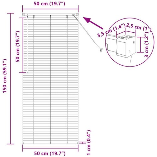  Venecijanska roleta Podesiva Bijelo 150 x 50 cm PVC - Bijelo 50 x 150 cm Slike