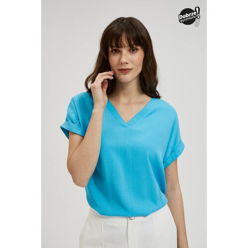 Moodo Women&amp;#039;s blouse with V-neck - blue Slike