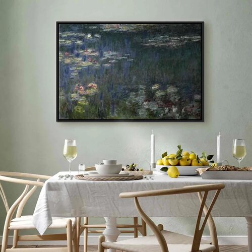  Slika - Claude Monet &amp;ndash; Waterlilies: Green Reflections 90x60 U crnom drvenom okviru Slike