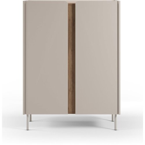 Marckeric Kremno bela/naravna omarica v hrastovem dekorju 90x120x40 cm Lucile – Cene