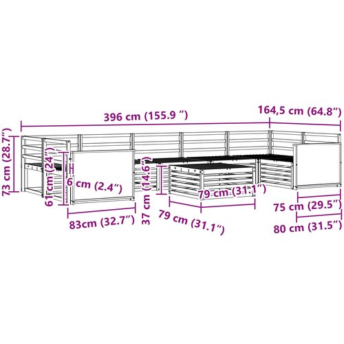  Set vanjskih sofa 8 kom. Prirodna Čvrsto drvo akacije Slike