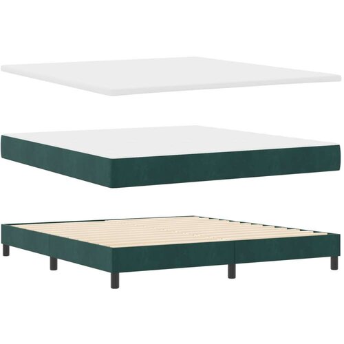 vidaXL Box Spring Krevet s Madracem Tamnozelena Super King Baršun Cene