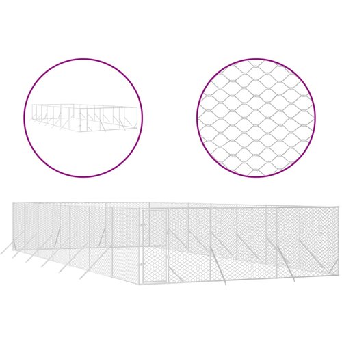 vidaXL Zunanji pasji boks srebrn 6x14x2 m pocinkano jeklo, (20759756) Cene