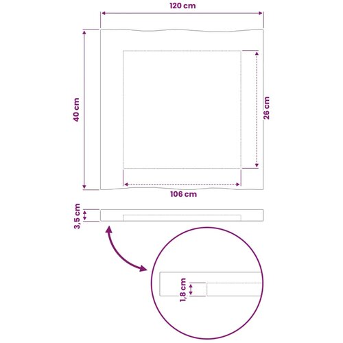  Pravokutni stolni vrh 120 x 40 x 3 cm Pravokutni - Bijela 90 x 55 x 3 5 cm Živi rub 2 strane Slike