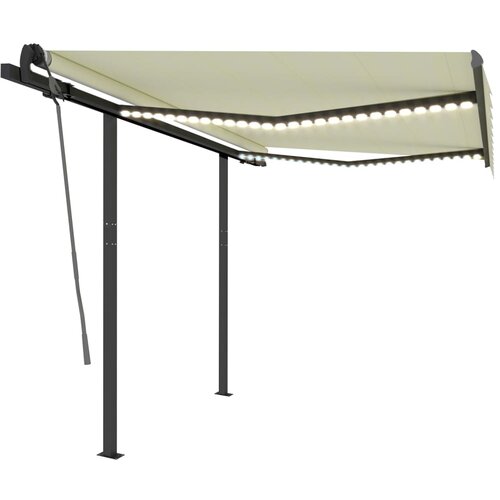 vidaXL Avtomatska tenda LED + senzor 3,5x2,5 m krem, (20728658) Cene