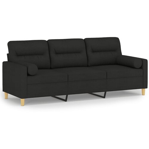 Maison Chic kavč - Sofa - Kanape trosed z blazinami črn 180 cm blago, (21727266) Slike
