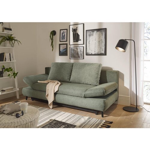 MID.YOU ZOFA S POSTELJNO FUNKCIJO, zelena tekstil, leseni material Slike