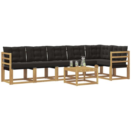 vidaXL Zunanja garnitura za sedenje z blazino 7 pcs Bela in črna, (5000271796) Cene