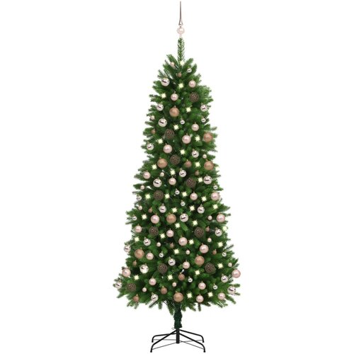 In umjetno božićno drvce s LED svjetlima i kuglicama 240 cm zeleno Slike