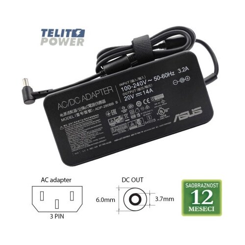 Asus 20v-14a ( 6.0 * 3.7 ) 280w-as420(round corner) laptop adapter ( 4517 ) Cene