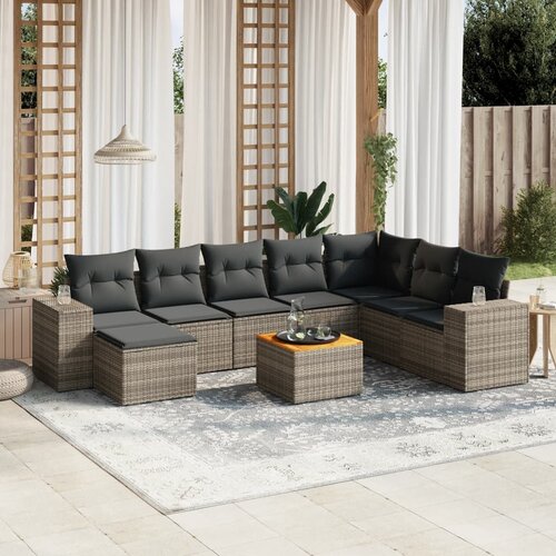 vidaXL 9-dijelni set vrtnih sofa od poliratana s jastucima sivi Cijene