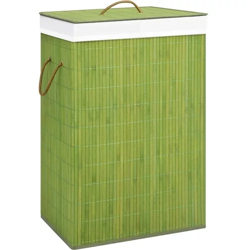  Košara za perilo iz bambusa zelena 72 L
